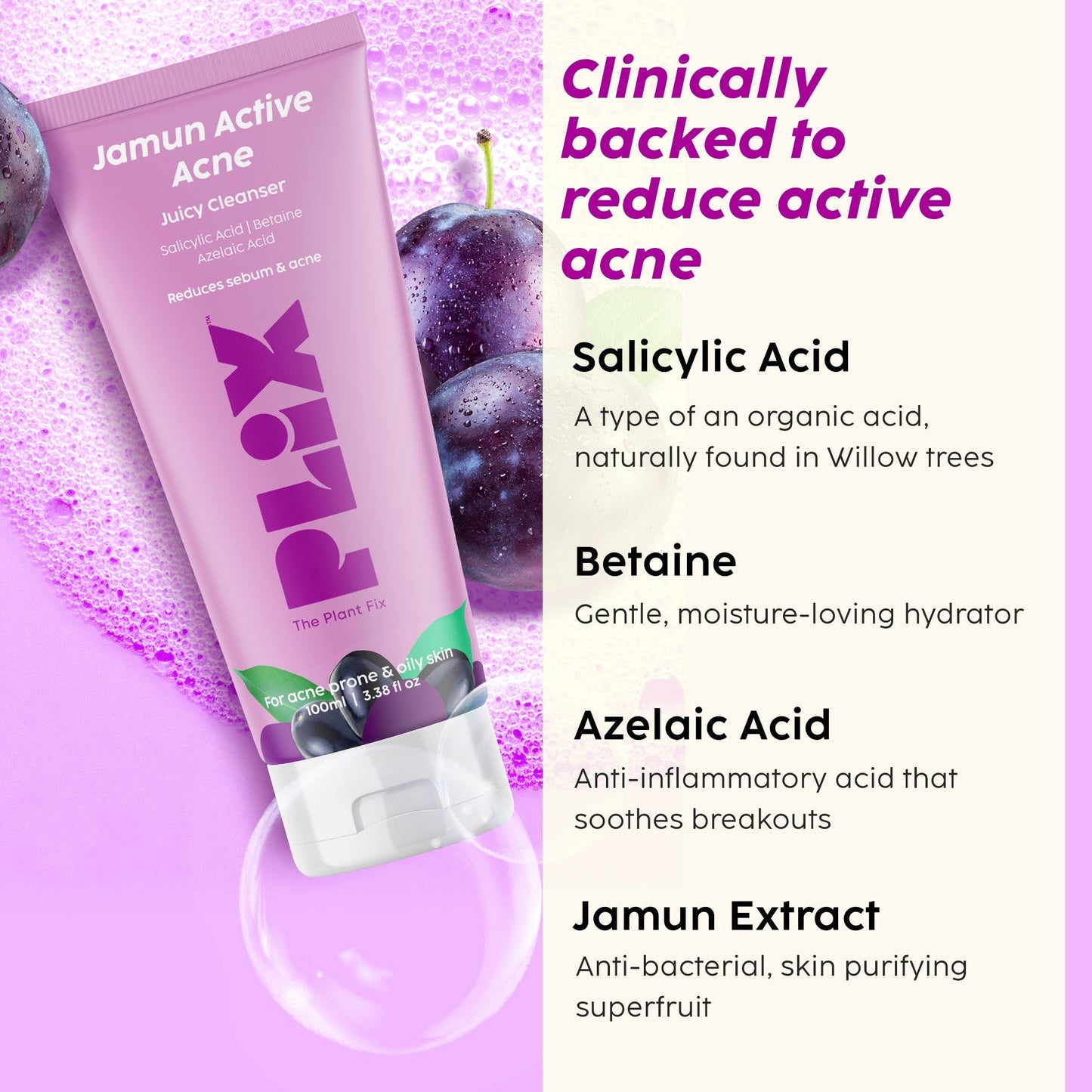 Jamun Active Acne Juicy Cleanser with Salicylic Acid & Betaine