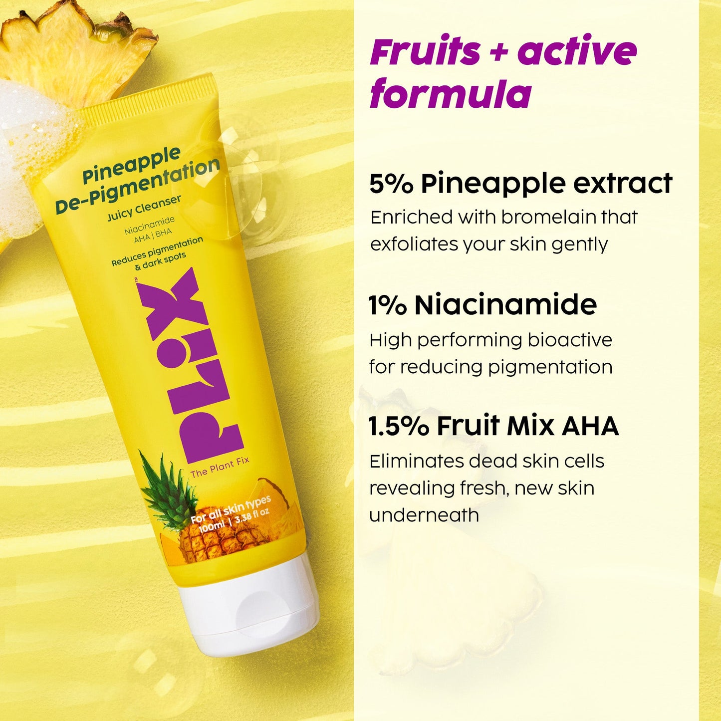 Pineapple De-Pigmentation Face Wash, Serum & Moisturizer Combo